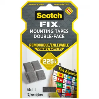 Benzi dublu adezive montare interior repozitionabile, 64 bucati /pachet, Scotch-Fix™ 3M