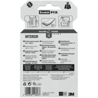 Benzi dublu adezive pretaiate montare interior, 16 bucati/ pachet, Scotch-Fix™ 3M