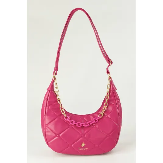 Beverly Hills Polo Club, Geanta de piele ecologica cu bareta de umar, Fucsia