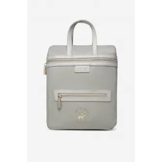 Beverly Hills Polo Club, Rucsac cu fermoar si buzunar frontal, Gri deschis