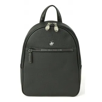 Beverly Hills Polo Club, Rucsac de piele ecologica cu logo, Negru