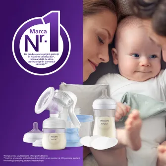 Biberon Philips-AVENT Natural SCF039/17, tetina pentru primul debit, 60 ml, de la nastere