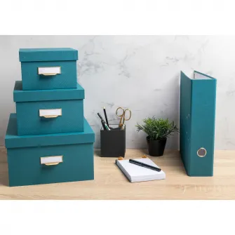 Biblioraft Exacompta OfficeByMe, Hartie texturata, Certificare FSC, A4 , Prem'Touch, 80mm, Albastru