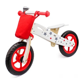 Bicicleta din lemn fara pedale Star Ride, rosie, pentru copii