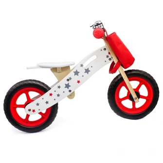 Bicicleta din lemn fara pedale Star Ride, rosie, pentru copii