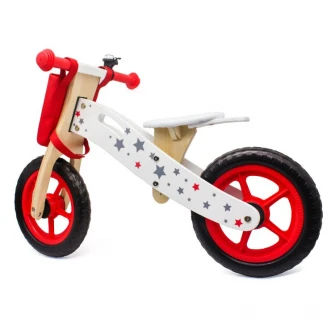 Bicicleta din lemn fara pedale Star Ride, rosie, pentru copii
