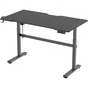 Birou Gaming Deltaco Gaming DT410, Ajustabil pe Inaltime, 140X75X73/120H cm, Management Cabluri, Suport pentru Casti si Pahar, Negru