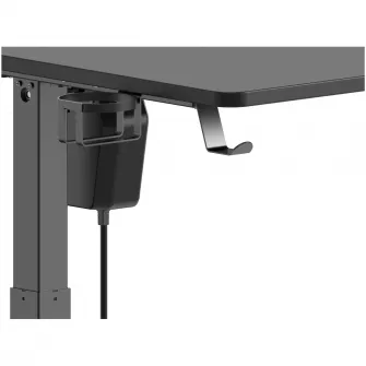 Birou Gaming Deltaco Gaming DT410, Ajustabil pe Inaltime, 140X75X73/120H cm, Management Cabluri, Suport pentru Casti si Pahar, Negru