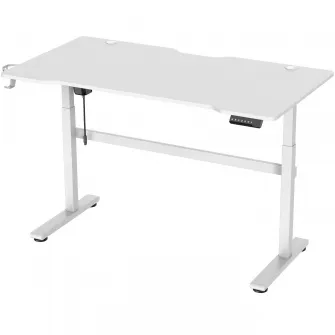 Birou Gaming Deltaco Gaming WT95, Ajustabil pe Inaltime, 140X75X73/120H cm, Management Cabluri, Suport pentru Casti si Pahar, Alb