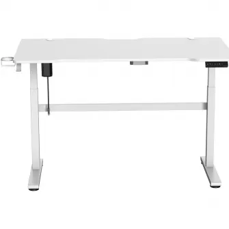 Birou Gaming Deltaco Gaming WT95, Ajustabil pe Inaltime, 140X75X73/120H cm, Management Cabluri, Suport pentru Casti si Pahar, Alb