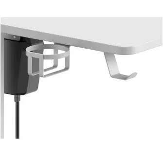 Birou Gaming Deltaco Gaming WT95, Ajustabil pe Inaltime, 140X75X73/120H cm, Management Cabluri, Suport pentru Casti si Pahar, Alb