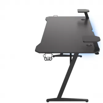 Birou Gaming Genesis HOLM 510 RGB, Baza Metalica, Blat MDF Model Finisaj Fibra de Carbon, Polite Boxe, Hub USB, Management Cabluri, Incarcare Wireless, Banda LED, L 160 x l 75 x h 75, Negru