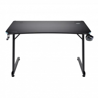 Birou Gaming Trust GXT 709 Luminus, 120x60x74 cm, RGB, Management cabluri, Suport casti si pahar, Negru