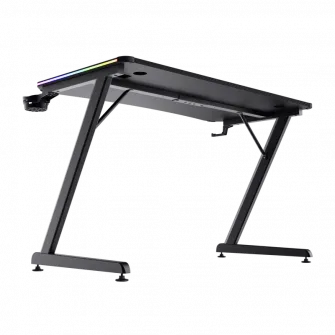 Birou Gaming Trust GXT 709 Luminus, 120x60x74 cm, RGB, Management cabluri, Suport casti si pahar, Negru
