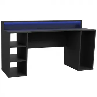 Birou Kring Gaming, 160x91x72 cm, culoare negru, include LED