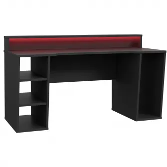 Birou Kring Gaming, 160x91x72 cm, culoare negru, include LED