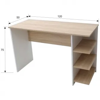 Birou Kring Nisa, 120x50x75 cm, culoare sonoma - alb