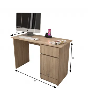 Birou Kring Origo, 120x50x77 cm, include 1 sertar/1 usa, culoare sonoma