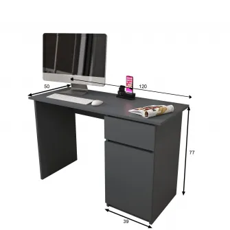 Birou Kring Origo, 120x50x77 cm, include 1 sertar/1 usa, culoare grafit