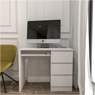 Birou Kring Origo,96x50x75 cm, include 3 sertare culoare alb