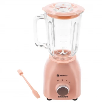 Blender Daewoo DB100, 500 W, bol gradat de sticla, capacitate bol 1.5l, functie PULSE, 2 trepte de viteza, 6 lame, zdrobire gheata, Crem