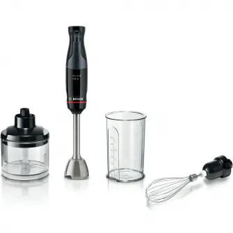 Blender de mana ErgoMaster Bosch MSM4B621 1000 W, cutit 4 lame si functie antisplash, picior mixare otel inoxidabil, tel din otel inoxidabil, pahar masurare, aparat de maruntit, negru/antracit