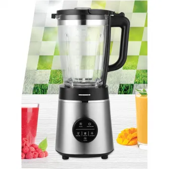 Blender de masa Heinner Bette Noir HBL-D1400SS, 1400W, capacitate bol sticla 1.75L, control digital, viteza variabila, multifunctiona, autocuratare, sistem siguranta, lame inox, carcasa inox, negru/argintiu