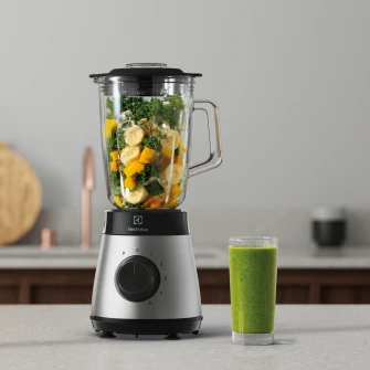 Blender Electrolux E4TB1-6ST, 800W, 1,5 l, 5 viteze + Pulse, 4 lame inox, cana sticla termo-rezistenta, inox / negru