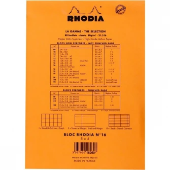 Blocnotes N16 14.8x21 cm capsat 80 file galbene Rhodia Orange