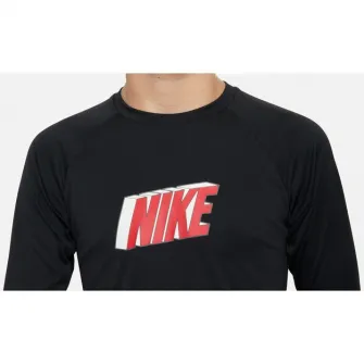 Bluza inot copii cu protectie UV UPF 40+ Nike 3D Combo Long Sleeve Hydroguard, marime XS, negru