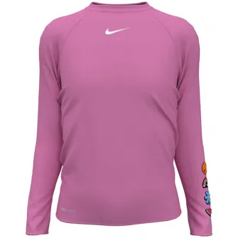 Bluza inot copii cu protectie UV UPF 40+ Nike Charms Long Sleeve Hydroguard, marime S, roz