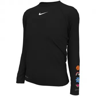 Bluza inot copii cu protectie UV UPF 40+ Nike Charms Long Sleeve Hydroguard, marime S, negru