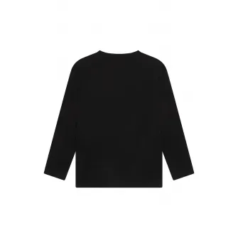 BOSS Kidswear, Bluza cu decolteu la baza gatului si imprimeu logo contrastant, Negru, 150 CM