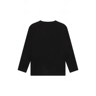 BOSS Kidswear, Bluza cu decolteu la baza gatului si imprimeu logo contrastant, Negru, 114 CM