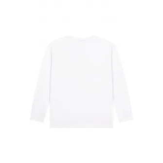 BOSS Kidswear, Bluza cu decolteu la baza gatului si imprimeu logo contrastant, Alb, 150 CM