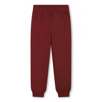 BOSS Kidswear, Pantaloni de trening cu imprimeu logo, Visiniu, 174 CM