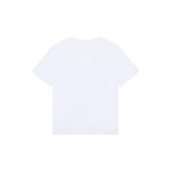 BOSS Kidswear, Tricou din bumbac cu imprimeu logo contrastant, Alb, 150 CM