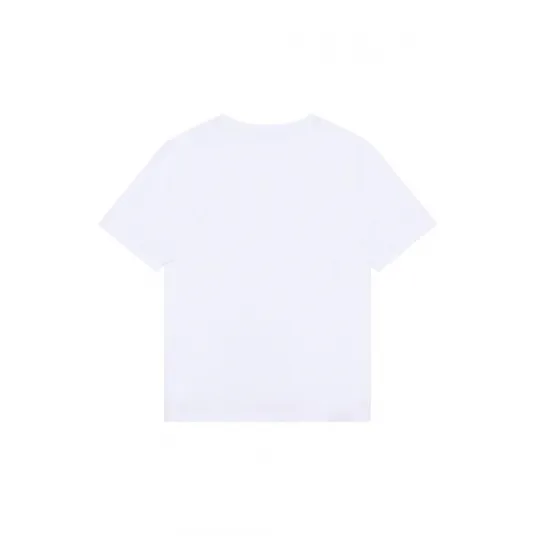 BOSS Kidswear, Tricou din bumbac cu imprimeu logo contrastant, Alb, 138 CM