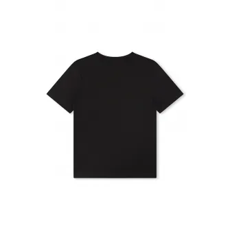 BOSS Kidswear, Tricou din bumbac cu imprimeu logo contrastant, Negru, 174 CM