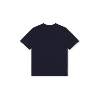 BOSS Kidswear, Tricou din bumbac cu imprimeu logo discret, Albastru marin, 114 CM