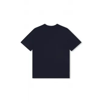 BOSS Kidswear, Tricou din bumbac cu imprimeu logo discret, Albastru marin, 162 CM