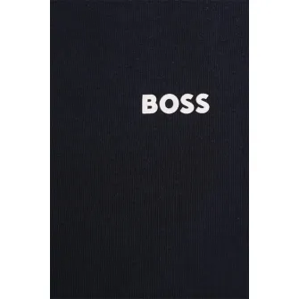BOSS Kidswear, Tricou din bumbac cu imprimeu logo discret, Albastru marin, 150 CM