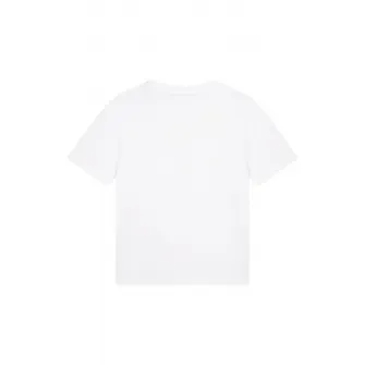 BOSS Kidswear, Tricou din bumbac cu imprimeu logo discret, Alb, 138 CM