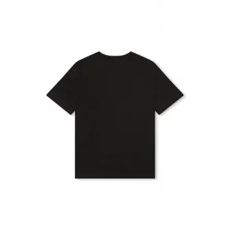 BOSS Kidswear, Tricou din bumbac cu imprimeu logo discret, Negru, 126 CM