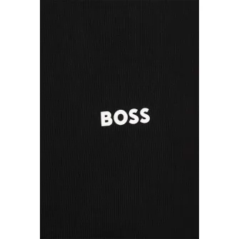 BOSS Kidswear, Tricou din bumbac cu imprimeu logo discret, Negru, 138 CM