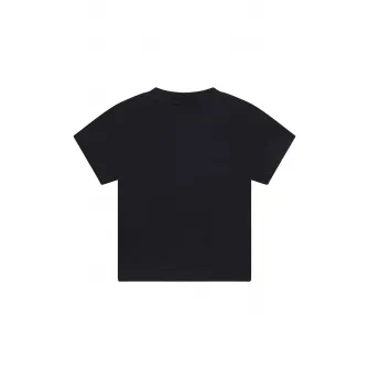 BOSS Kidswear, Tricou polo cu accente in dungi, Negru, Alb optic, 94 CM