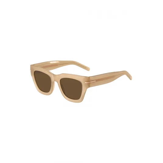 BOSS, Ochelari de soare cu lentile patrate, Bej, 51-21-145