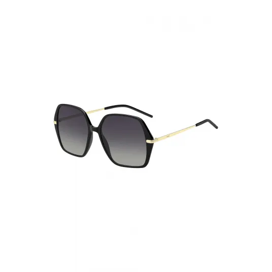 BOSS, Ochelari de soare patrati cu lentile in degrade, Auriu, Negru, Gri antracit, 57-17-140