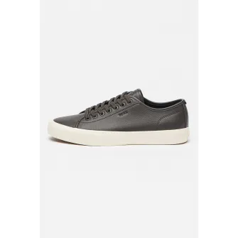 BOSS, Pantofi sport din piele ecologica cu detaliu cu logo in relief, Maro inchis, 42