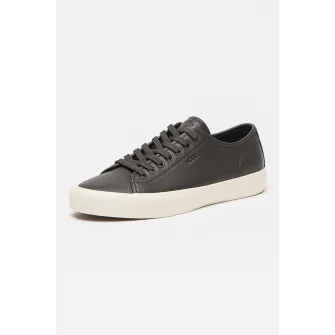 BOSS, Pantofi sport din piele ecologica cu detaliu cu logo in relief, Maro inchis, 42